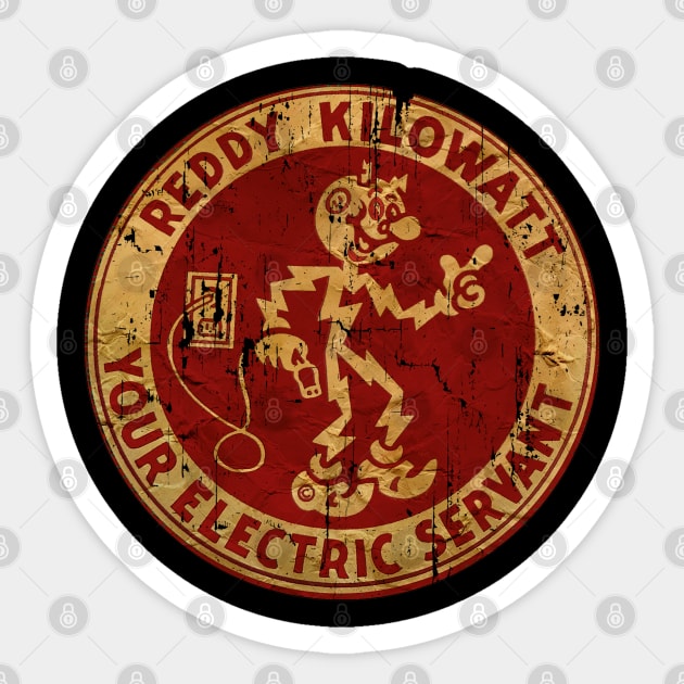 VINTAGE STYLE REDDY KILOWATT YOUR ELECTRIC SERVANT Sticker by PESTA PORA